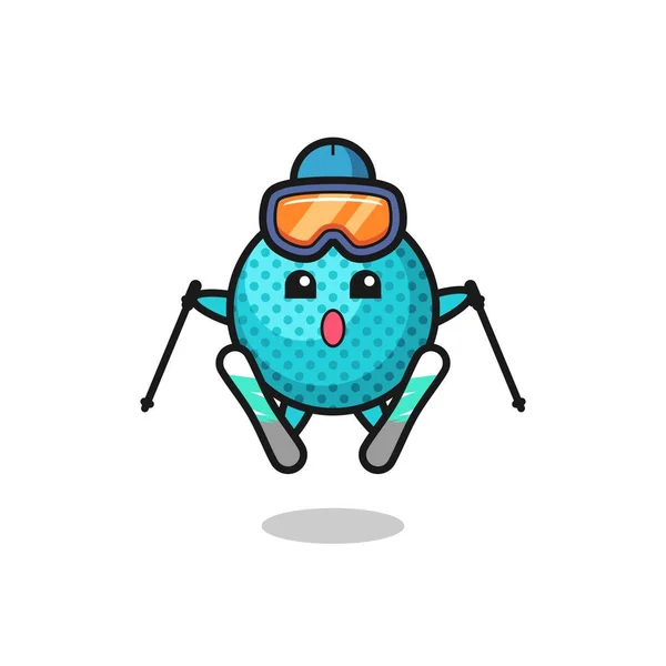 Spiky Χαρακτήρα Μασκότ Μπάλα Παίκτης Σκι Χαριτωμένο Σχεδιασμό — Διανυσματικό Αρχείο