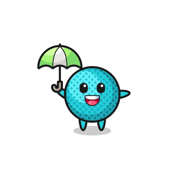Cute Spiky Ball Illustration Holding Umbrella Cute Design — Stock Vector