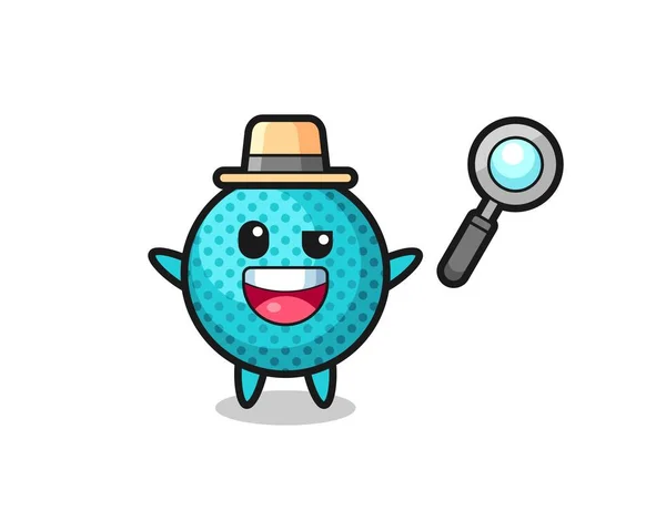 Illustration Spiky Ball Mascot Detective Who Manages Solve Case Cute — Stock Vector