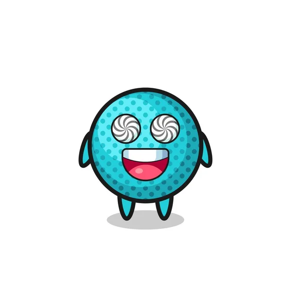 Cute Spiky Ball Character Hypnotized Eyes Cute Design — Stockvector