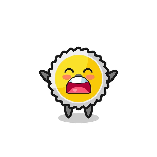 Cute Saw Blade Mascot Yawn Expression Cute Design — Stok Vektör