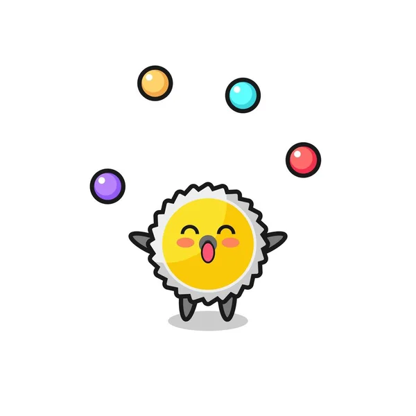 Saw Blade Circus Cartoon Juggling Ball Cute Design — 图库矢量图片