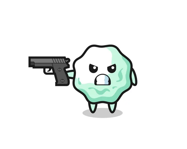 Cute Chewing Gum Character Shoot Gun Cute Design — Vettoriale Stock