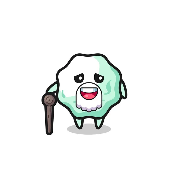 Cute Chewing Gum Grandpa Holding Stick Cute Design — стоковый вектор