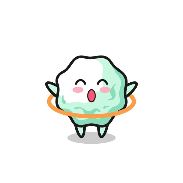 Cute Chewing Gum Cartoon Playing Hula Hoop Cute Design — Stok Vektör