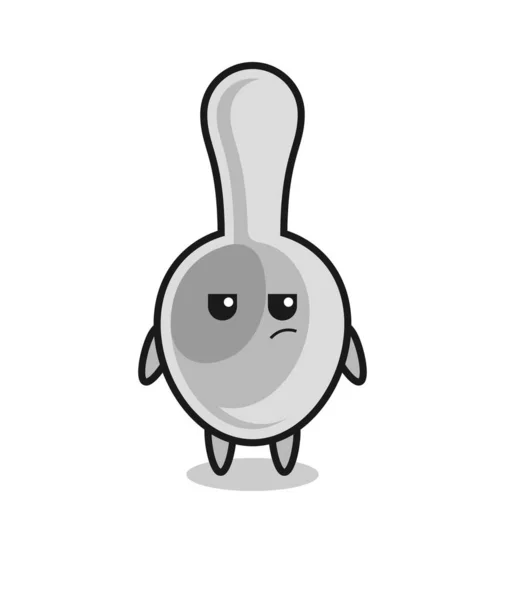 Cute Spoon Character Suspicious Expression Cute Design — Stok Vektör