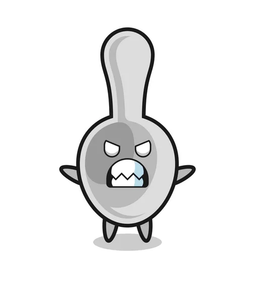 Expression Courroucée Personnage Mascotte Cuillère Design Mignon — Image vectorielle