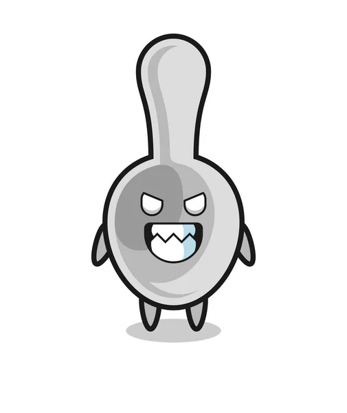 Evil Expression Spoon Cute Mascot Character Cute Design — Stock Vector
