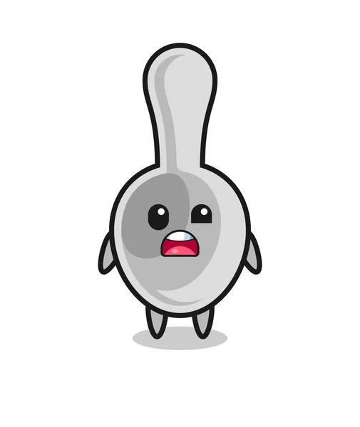 Shocked Face Cute Spoon Mascot Cute Design — Vetor de Stock