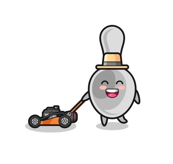 Illustration Spoon Character Using Lawn Mower Cute Design — Stock vektor