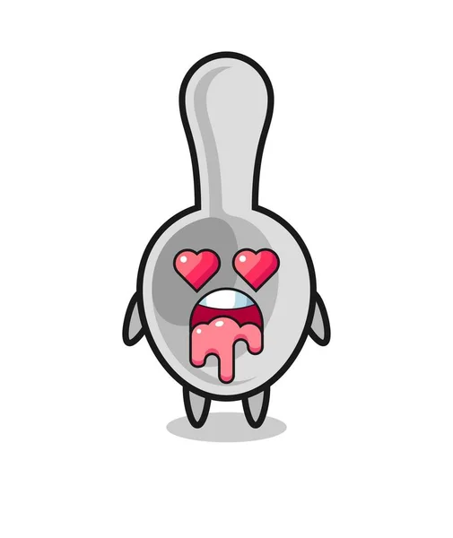 Falling Love Expression Cute Spoon Heart Shaped Eyes Cute Design — Stockový vektor