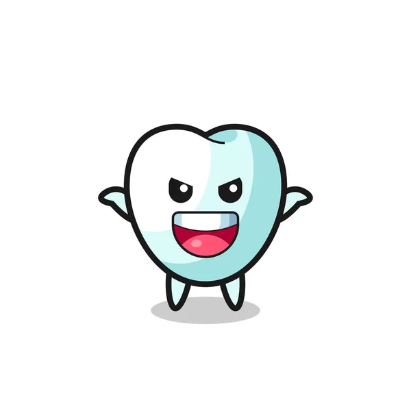 Illustration Cute Tooth Doing Scare Gesture Cute Design — Διανυσματικό Αρχείο