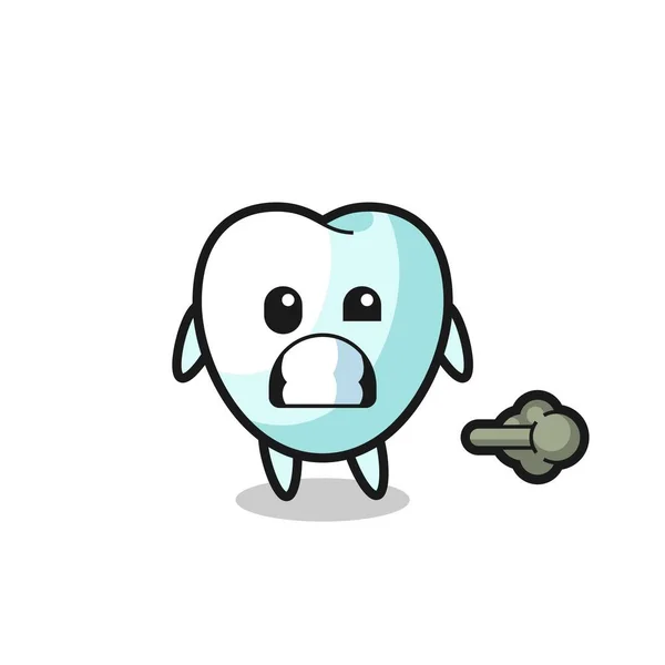 Illustration Tooth Cartoon Doing Fart Cute Design — Stockový vektor