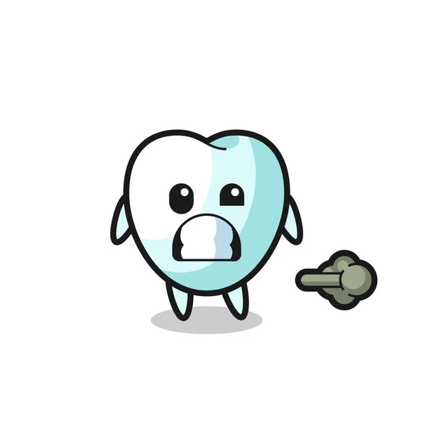 Illustration Tooth Cartoon Doing Fart Cute Design — стоковый вектор