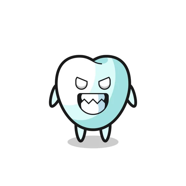 Evil Expression Tooth Cute Mascot Character Cute Design - Stok Vektor