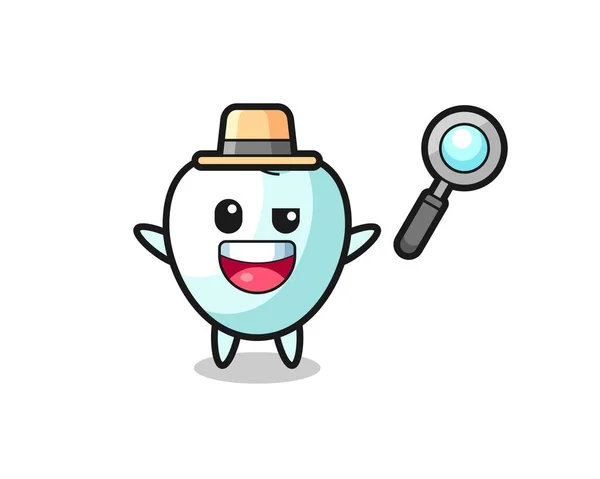 Illustration Tooth Mascot Detective Who Manages Solve Case Cute Design — ストックベクタ