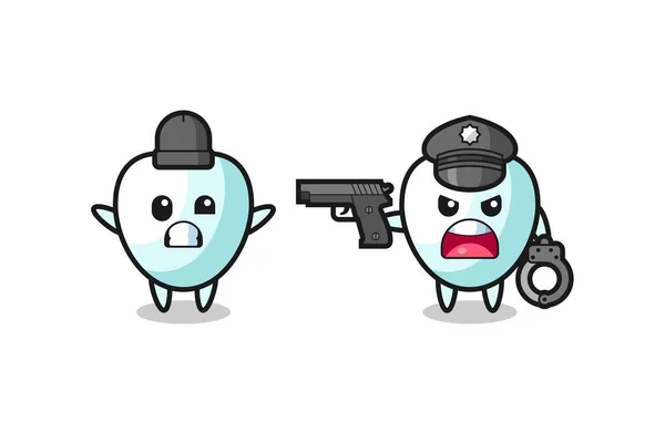 Illustration Tooth Robber Hands Pose Caught Police Cute Design — Stockvektor
