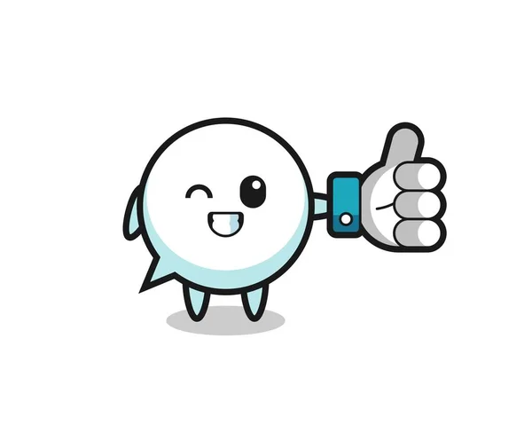 Cute Speech Bubble Social Media Thumbs Symbol Cute Design — Stock vektor