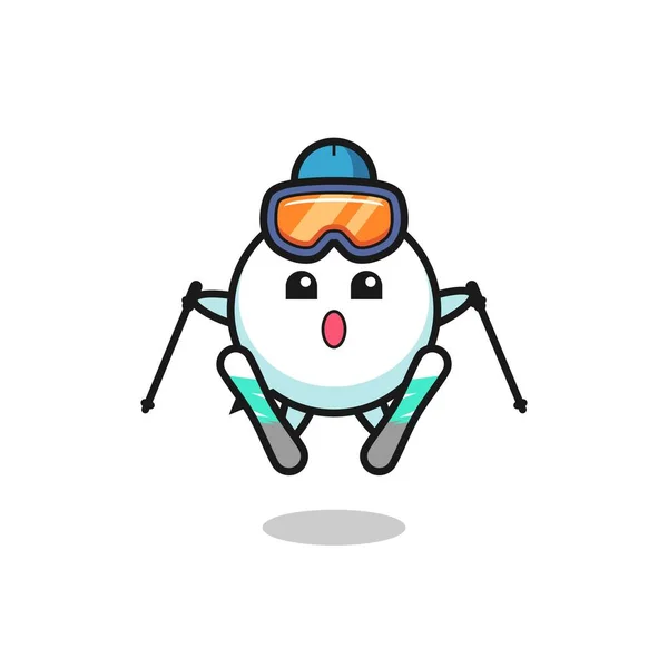 语言泡泡吉祥物作为滑雪者 可爱的设计 — 图库矢量图片
