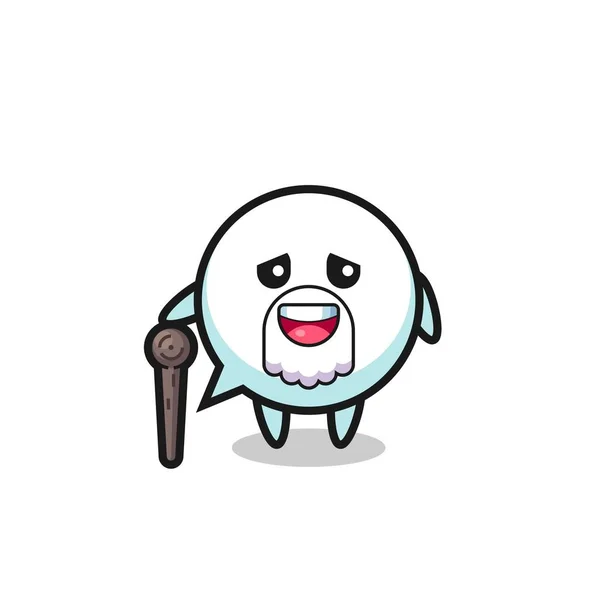 Cute Speech Bubble Grandpa Holding Stick Cute Design — Stockvektor