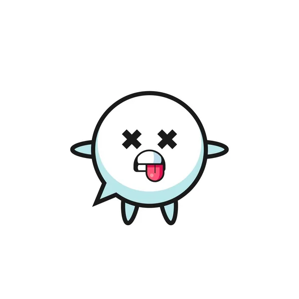 Character Cute Speech Bubble Dead Pose Cute Design — Vector de stock