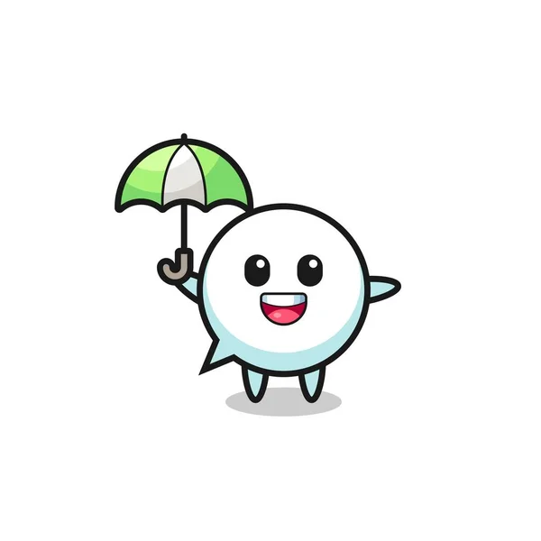 Cute Speech Bubble Illustration Holding Umbrella Cute Design — Stock Vector