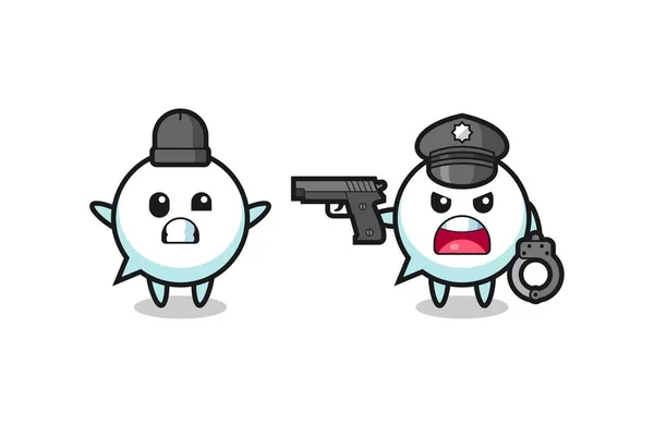 Illustration Speech Bubble Robber Hands Pose Caught Police Cute Design — стоковый вектор