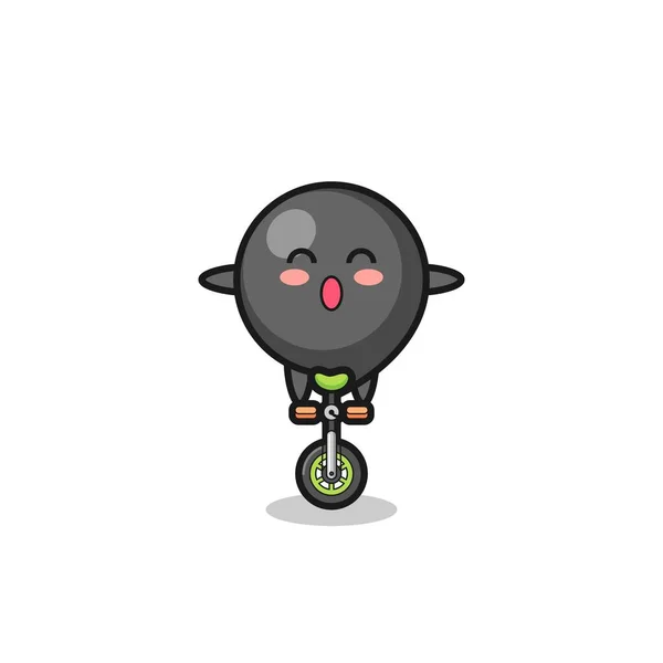 Cute Comma Symbol Character Riding Circus Bike Cute Design — Archivo Imágenes Vectoriales