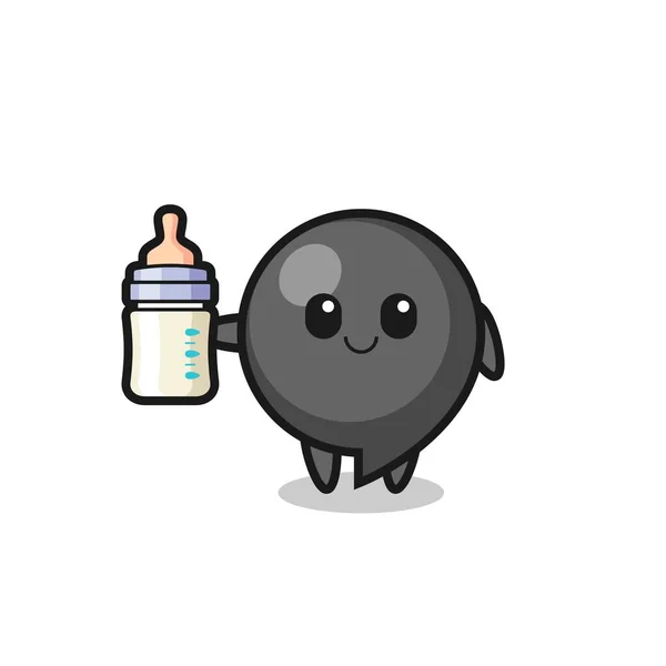 baby comma symbol cartoon character with milk bottle , cute design