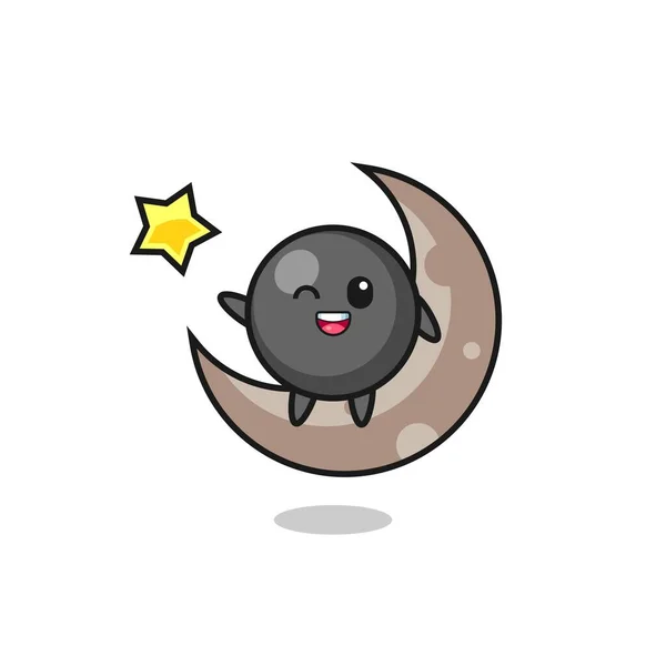 Illustration Dot Symbol Cartoon Sitting Half Moon Cute Design — Archivo Imágenes Vectoriales