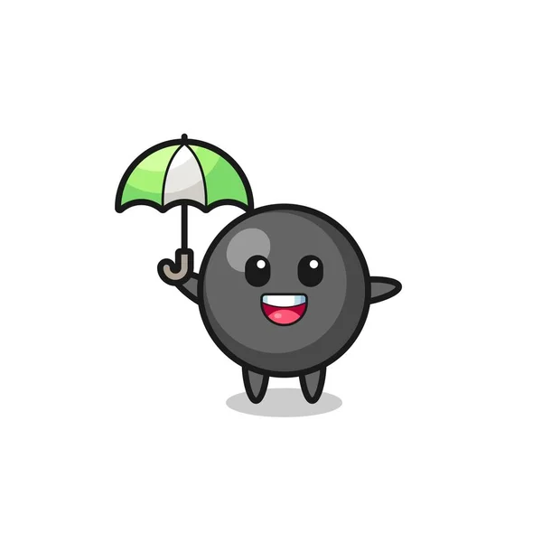 Niedlicher Punkt Symbol Illustration Hält Einen Regenschirm Niedliches Design — Stockvektor