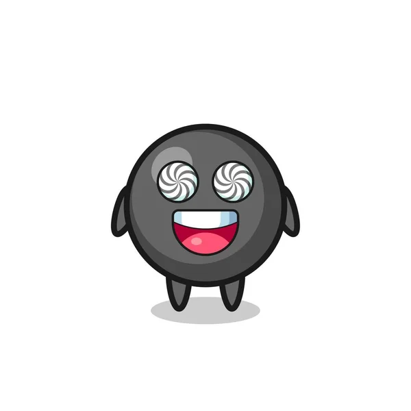 Cute Dot Symbol Character Hypnotized Eyes Cute Design — Vetor de Stock