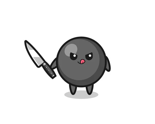 Cute Dot Symbol Mascot Psychopath Holding Knife Cute Design —  Vetores de Stock