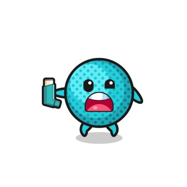 Dikenli top maskotunun astımı var. Astım spreyini tutarken, şirin bir tasarım.