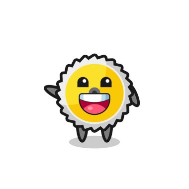 Mutlu testere bıçağı şirin maskot karakteri, şirin tasarım.