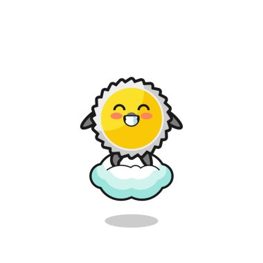 Güzel testereli bıçak çizimi havada süzülen bir bulutta, şirin bir tasarım