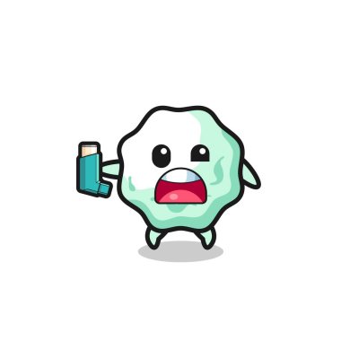 Sakız maskotunun astımı vardı. Astım spreyini tutarken, şirin bir tasarım.