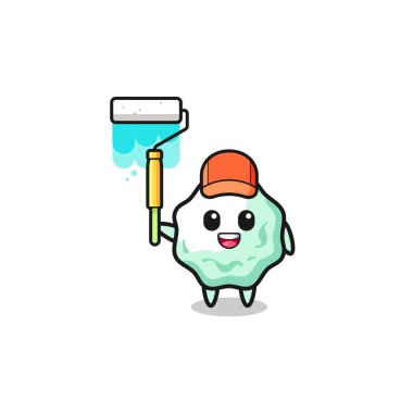 Çiklet boyacısı maskotu boya silindirli, şirin bir tasarım.