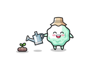 Şirin sakız, bitki tohumlarını suluyor, şirin tasarım.