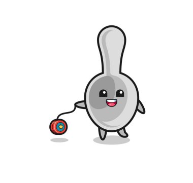 Şirin bir kaşık çizgi filmi. Yoyo oynuyor, şirin tasarım.