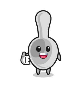 kaşık maskotu başparmak hareketi yapıyor, şirin tasarım