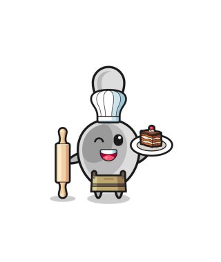 Kaşık pasta şefi maskotu tutuş broşu, şirin tasarım
