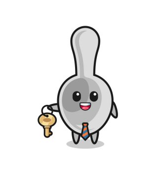 Emlakçı maskotu olarak sevimli bir kaşık, şirin bir tasarım.