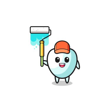 Boya silindirli diş boyacısı maskotu, şirin bir tasarım.