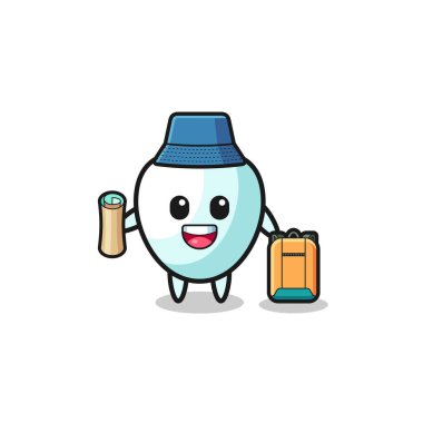 Diş maskotu karakteri yürüyüşçü, şirin tasarım.