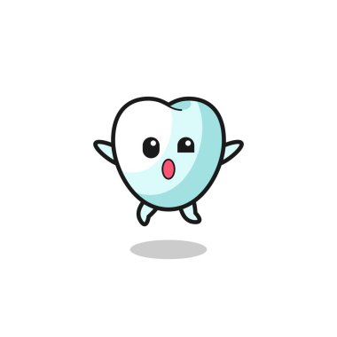 Diş karakteri zıplama hareketi, şirin tasarım.