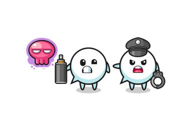 Konuşma balonu karikatürü vandalizm yapıyor ve polis tarafından yakalandı, şirin tasarım.