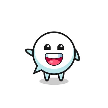 Mutlu konuşma balonu şirin maskot karakteri, şirin tasarım