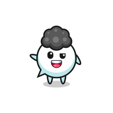 Afro çocuk rolünde konuşma balonu karakteri, şirin tasarım.