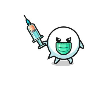 Virüsle savaşmak için konuşma baloncuğunun çizimi, şirin tasarım.